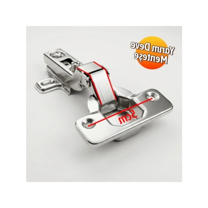 2 Adet Krom Yarım Deve Boynu Pistonsuz Mobilya Kapak Menteşesi