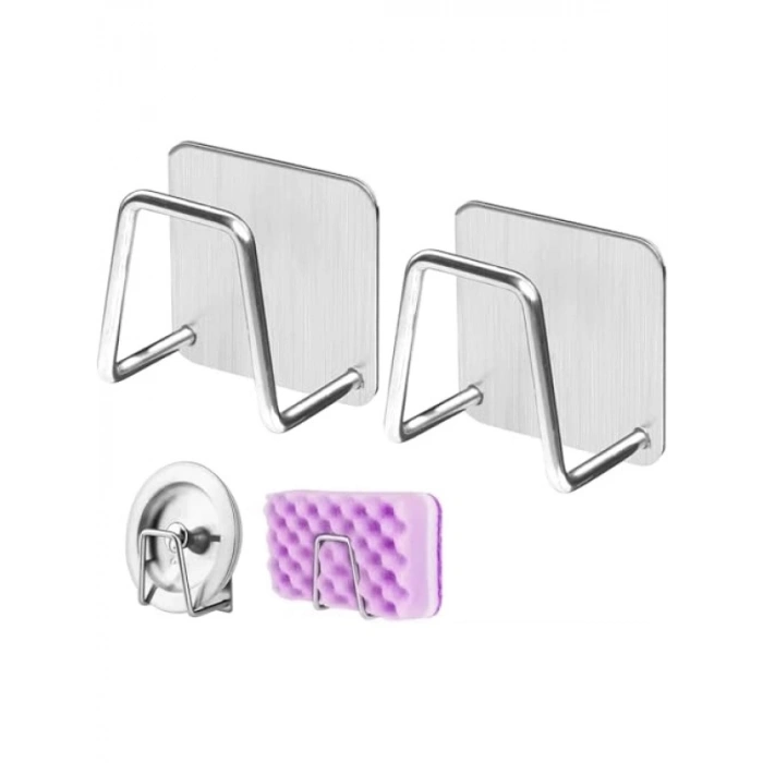 2 Adet Metal Bulaşık Süngeri Askısı - Paslanmaz Çelik, Çok Amaçlı