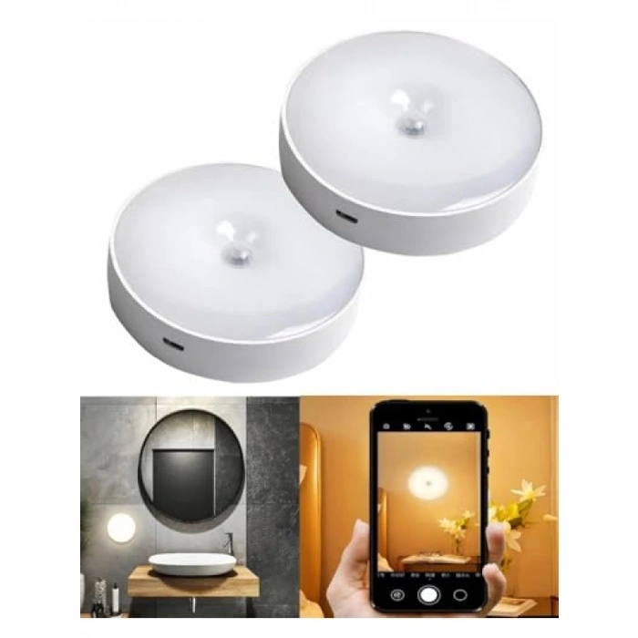 2 Adet Şarjlı Hareket Sensörlü 8 LED Aydınlatma Işığı, Mıknatıslı ve Kolay Kurulum