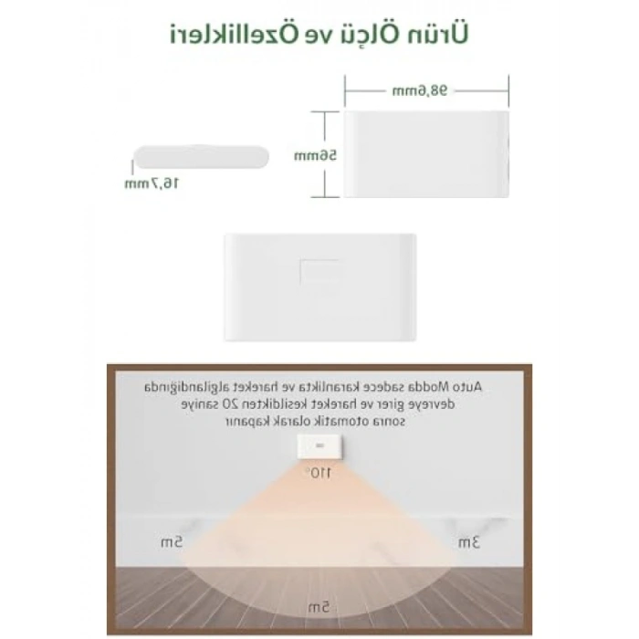 2 Adet Sensörlü Şarjlı LED Aplik - 5W