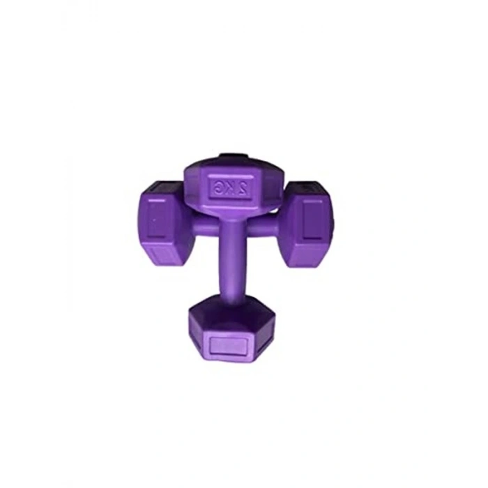 2 Adet Vinyl Kaplı Dumbell Ağırlık Seti - Mor Renk