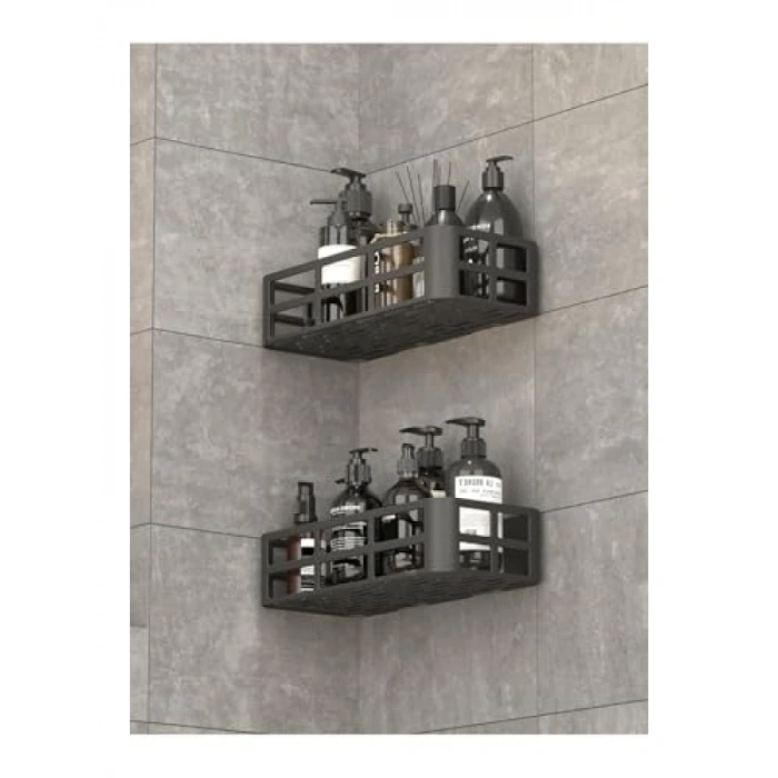 2 Adet Yapışkanlı Banyo Organizer Duş Rafı