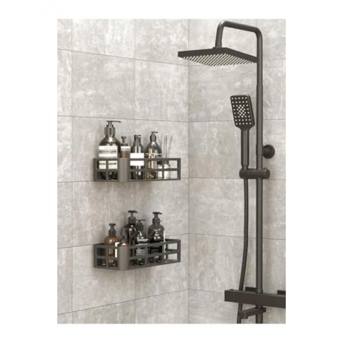 2 Adet Yapışkanlı Banyo Organizer Duş Rafı