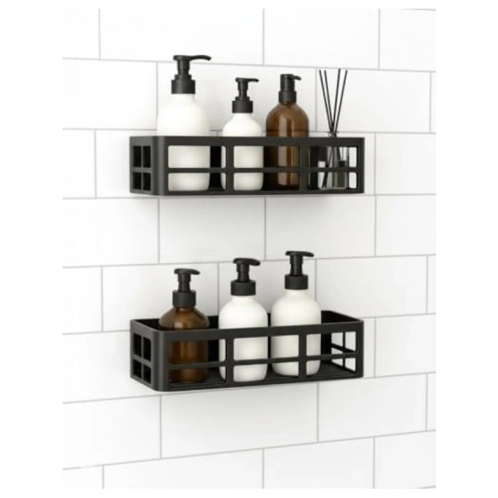 2 Adet Yapışkanlı Banyo Organizer Rafı, Suya Dayanıklı