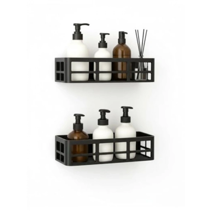 2 Adet Yapışkanlı Banyo Organizer Rafı, Suya Dayanıklı