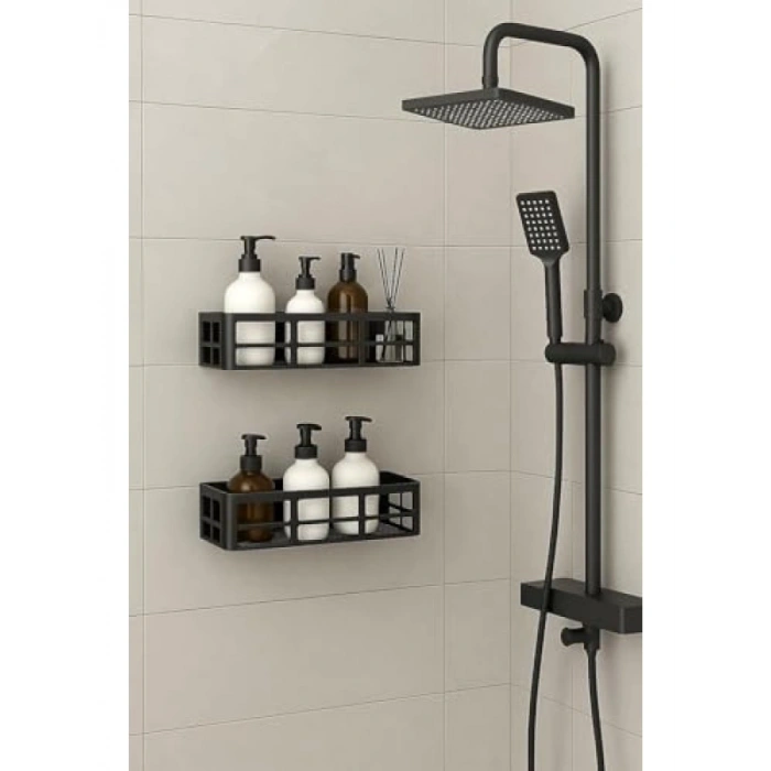 2 Adet Yapışkanlı Banyo Organizer Rafı, Suya Dayanıklı