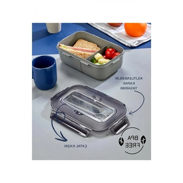 2 Bölmeli BPA Free Beslenme Kutusu, Kaşık ve Çatal Dahil