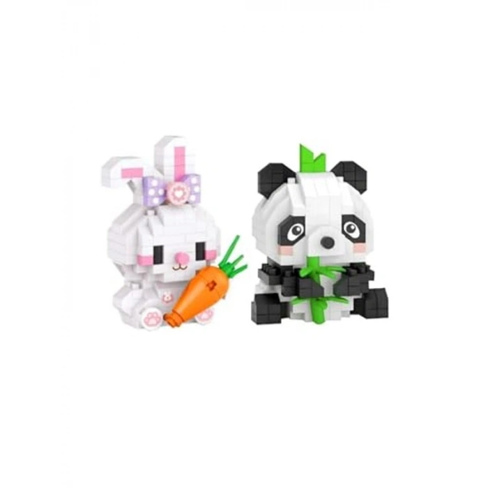 2 Farklı Model Panda ve Tavşan Figürü Yapım Seti