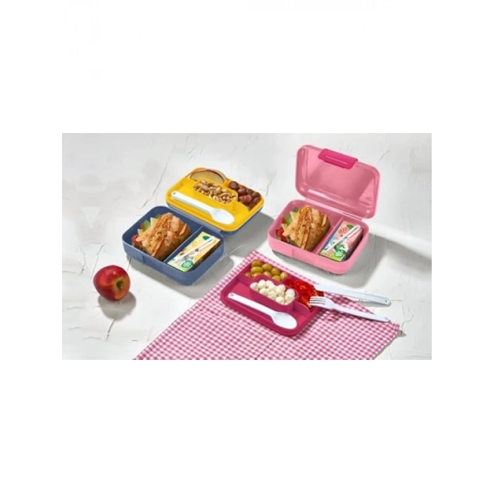 2 Katlı 1.6 Litre Kapasiteli Bento Öğle Yemeği Kutusu, Taşınabilir Set