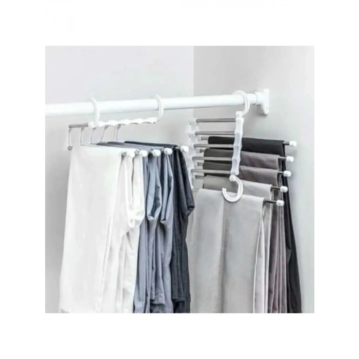 2 Katlı Katlanabilir 5li Pantolon Askısı - Siyah