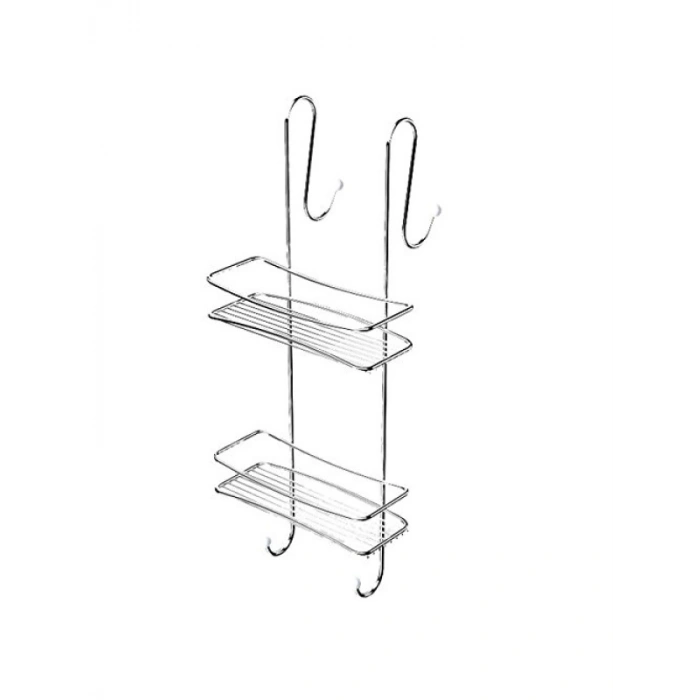 2 Katlı Krom Duş Rafı Sabunluk - 11x25x60 cm