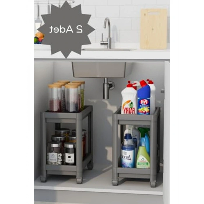 2 Katlı Tekerlekli Banyo Mutfak Rafı, Pratik ve Kullanışlı