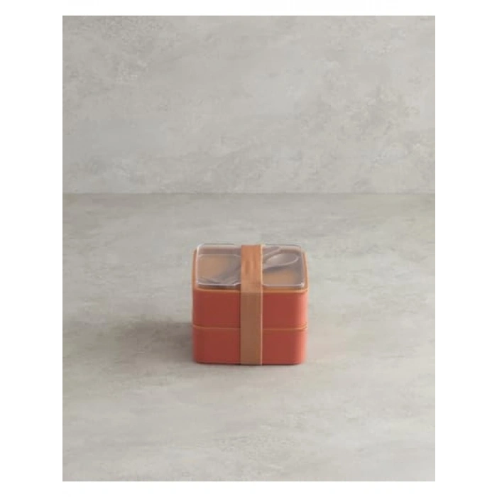 2 Katlı Turuncu Plastik Lunch Box - 720 ml + 720 ml