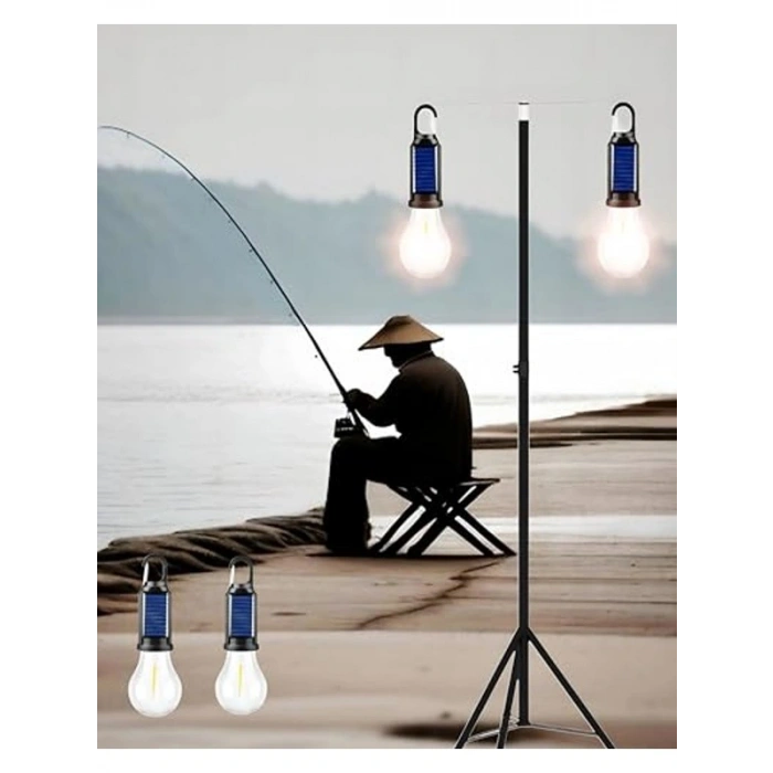 2 Lambalı Şarjlı Led Solar Işıldak, Su Geçirmez Tasarım