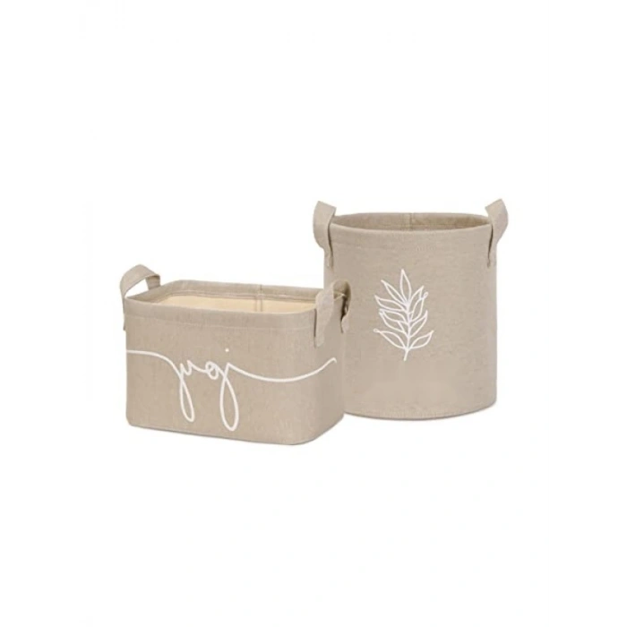 2li Bej Renk Sepet Seti - Katlanabilir ve Kullanışlı