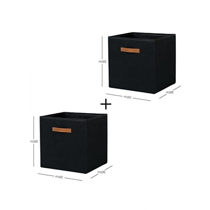 2li Jüt Kutu Seti, Siyah, 33 x 30 x 33 cm