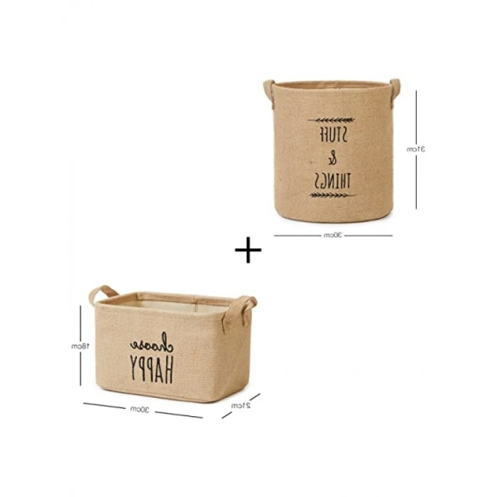 2li Jüt Sepet Seti - 30x21x18 cm ve 30x31 cm