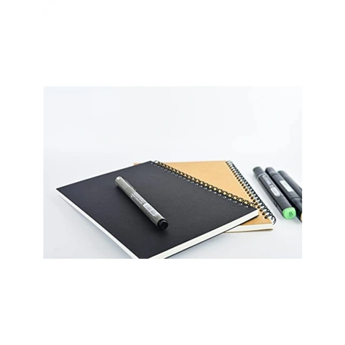 2li Kareli A5 Defter Seti - 60 Yaprak, Siyah ve Kraft Kapaklar