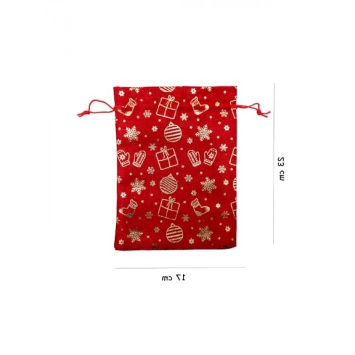 2li Kırmızı ve Beyaz Yılbaşı Hediye Kesesi