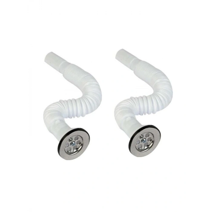 2li Körüklü Lavabo Gider Hortumu, Vidalı Sifon