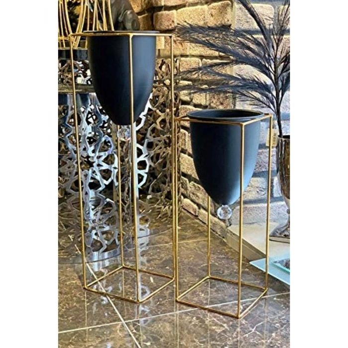 2li Metal Ayaklı Saksı Seti, Modern Tasarım