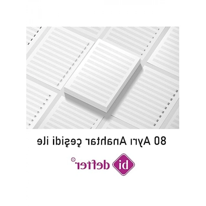 2li Piyano Nota Kağıdı, 50 Sayfa Arkalı-Önlü Tasarım