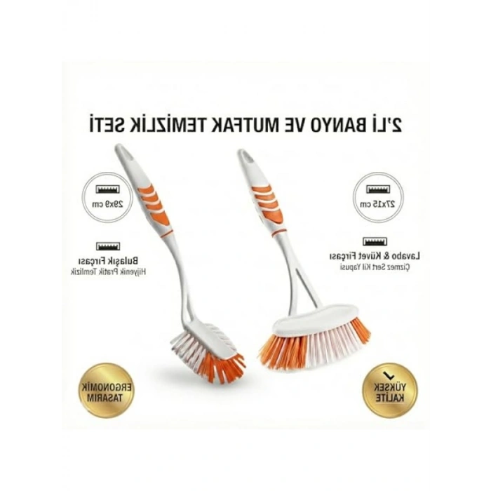 2li Pratik Banyo ve Mutfak Temizlik Fırçası Seti
