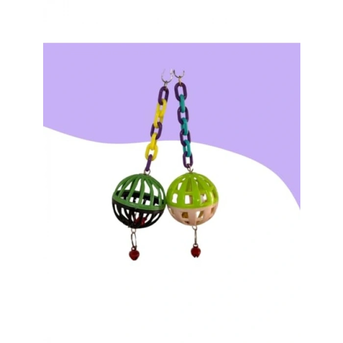 2li Renkli Çıngıraklı Kuş Top Oyuncak - 7 cm