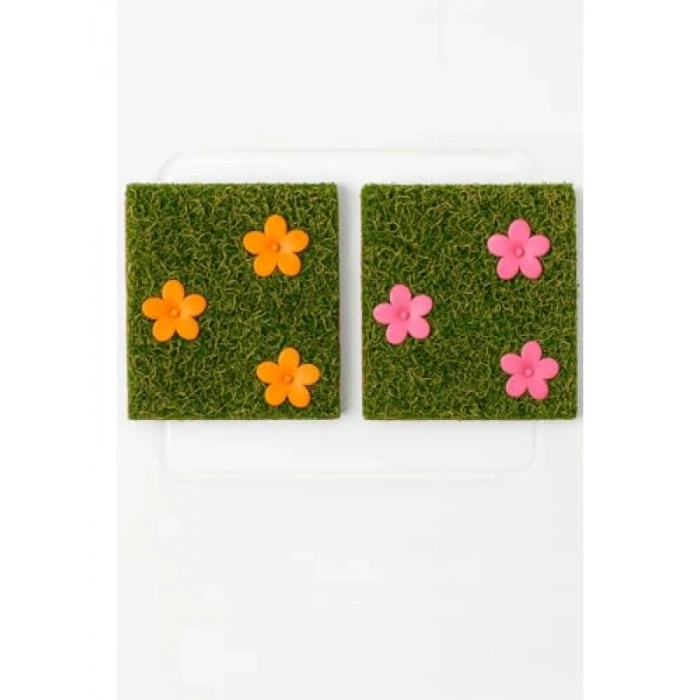2li Set Dekoratif Çiçekli Çim Gider Kapağı