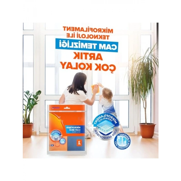 2li Set Mikrofiber Cam Bezi, İz Bırakmaz Temizlik