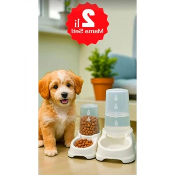 2li Set Otomatik Hazneli Mama ve Su Kabı