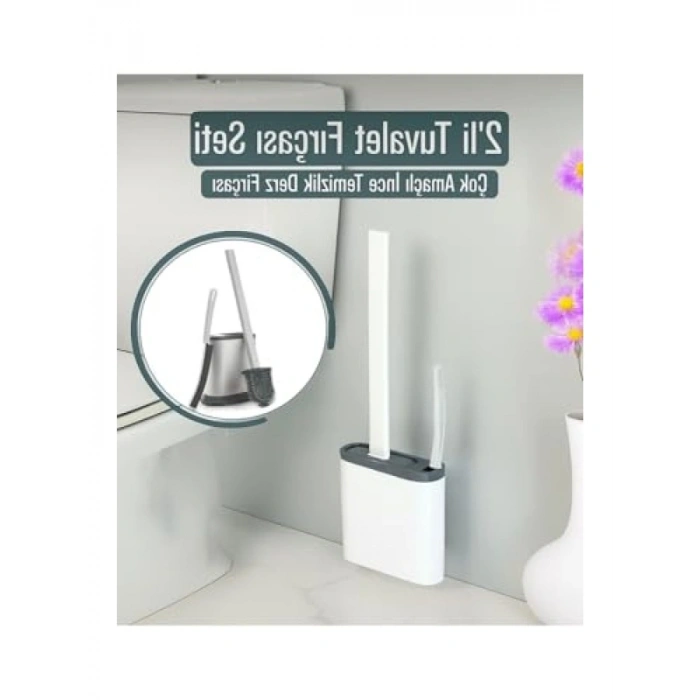 2li Silikon Tuvalet Fırçası Seti - Esnek Başlıklı
