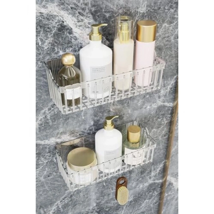 2li Yapışkanlı Banyo Rafı - Düzenleyici Organizer