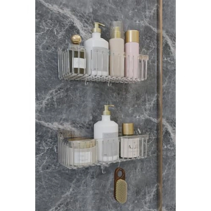 2li Yapışkanlı Banyo Rafı - Düzenleyici Organizer