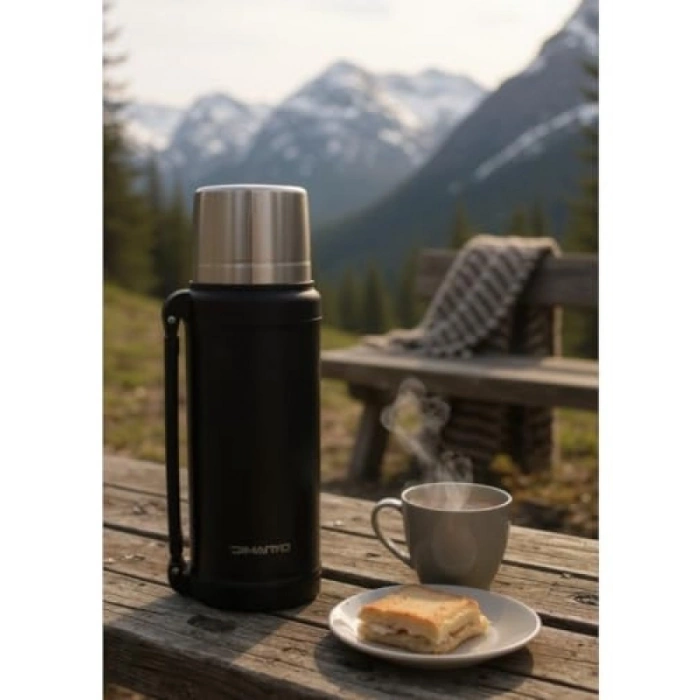 2 Litre Kapasiteli Siyah Paslanmaz Çelik Termos