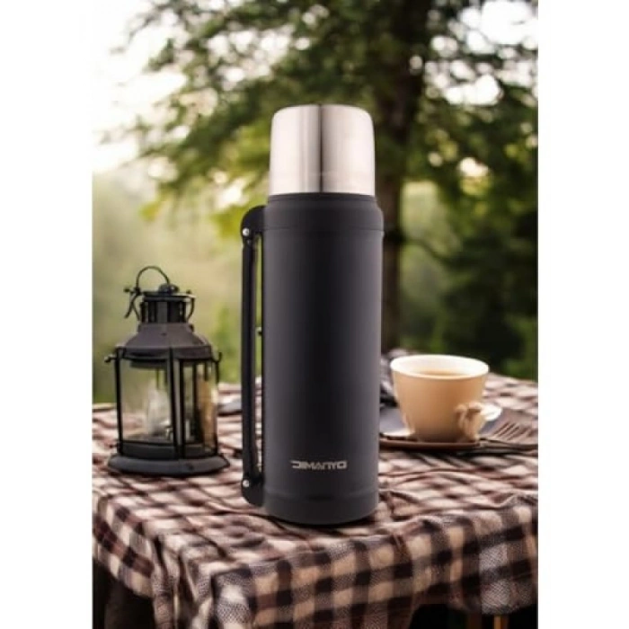 2 Litre Kapasiteli Siyah Paslanmaz Çelik Termos