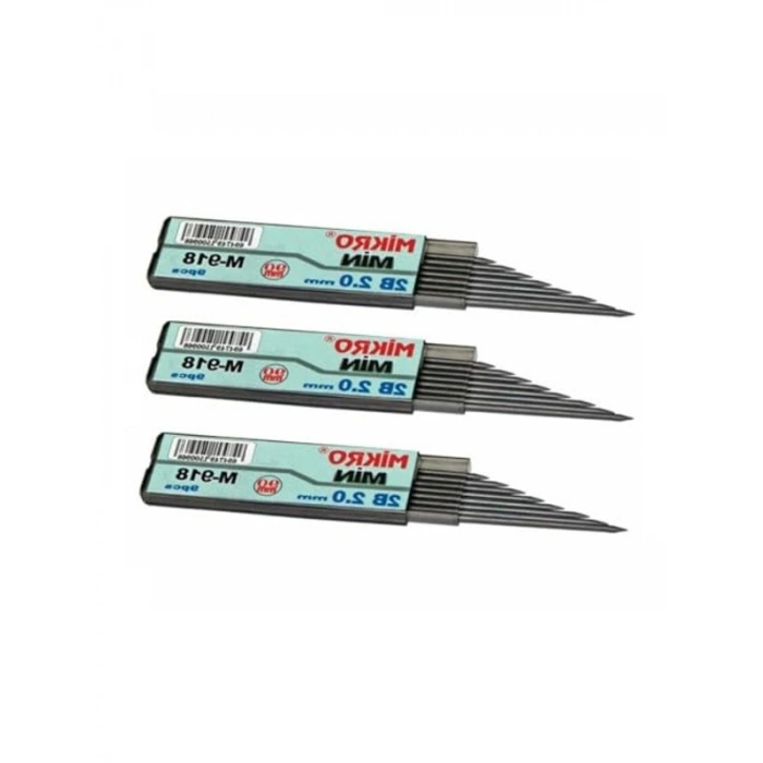 2 mm Kalınlığında 2B Mikro Kalem Uçları - 3 Adet Siyah