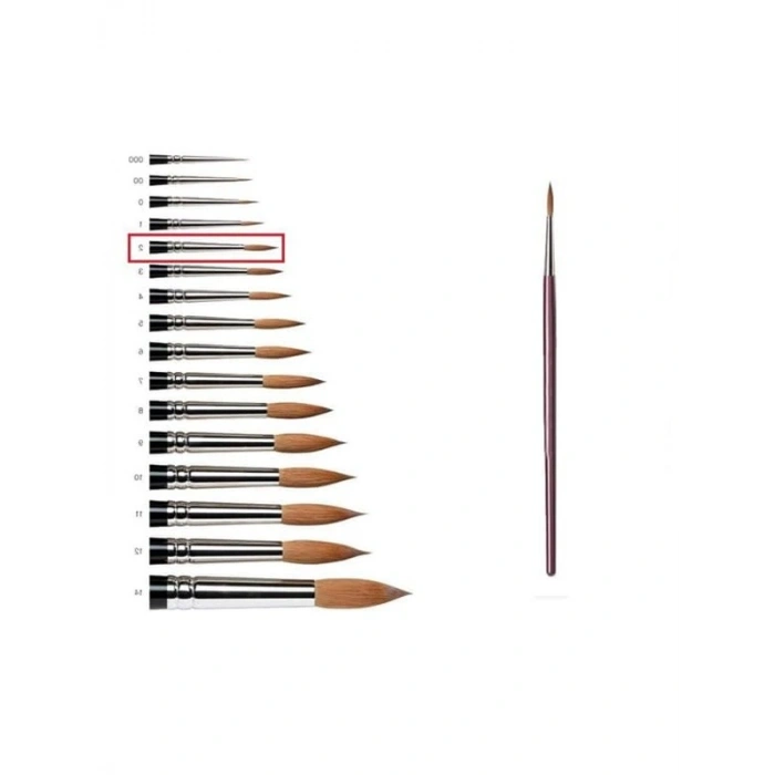 2 Numara Samur Suluboya Fırçası, Tek Adet