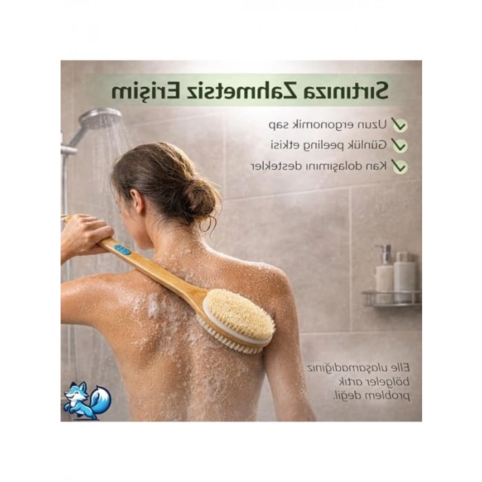 2 Taraflı Sırt ve Vücut Temizleme Fırçası, Bambu Saplı