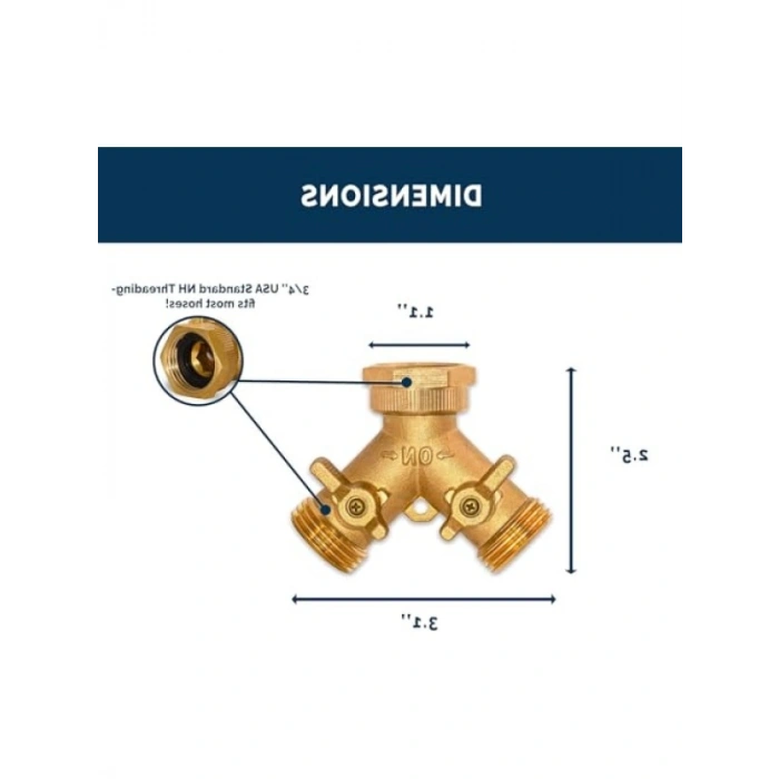 2 Yönlü Pirinç Bahçe Hortumu Ayırıcı