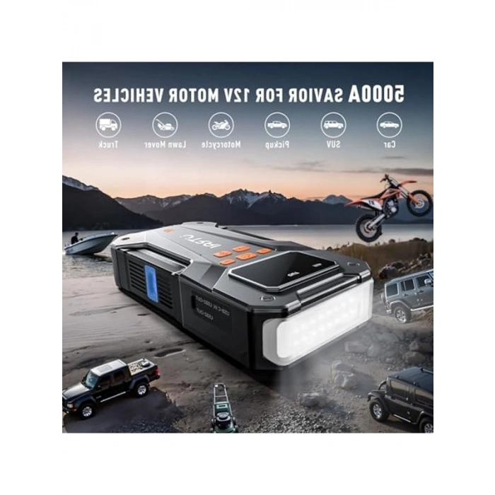 20 5000A Jump Starter, Lastik Şişirme Kiti ile Pratik Çözüm