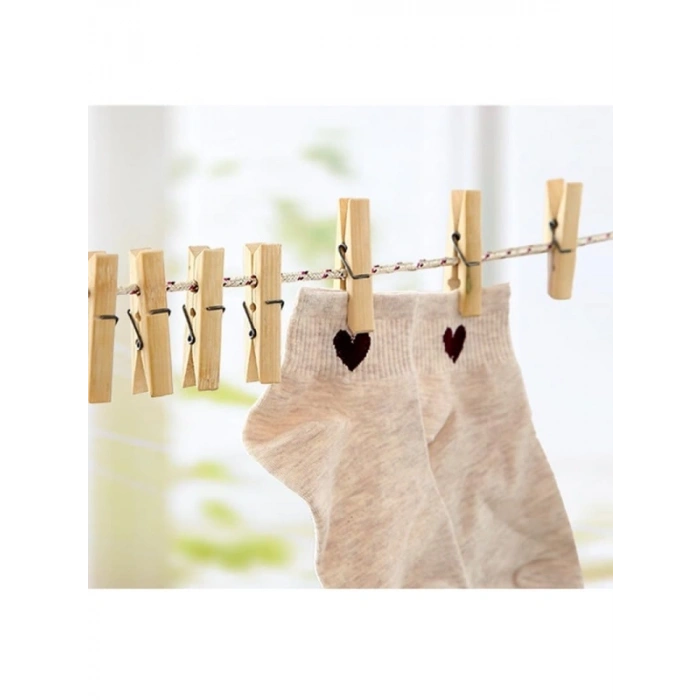 20 Adet Doğal Ahşap Çamaşır Mandalı, 6 cm Uzunluk