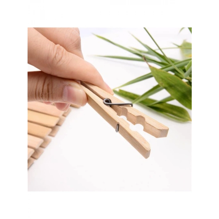 20 Adet Doğal Ahşap Çamaşır Mandalı, 6 cm Uzunluk