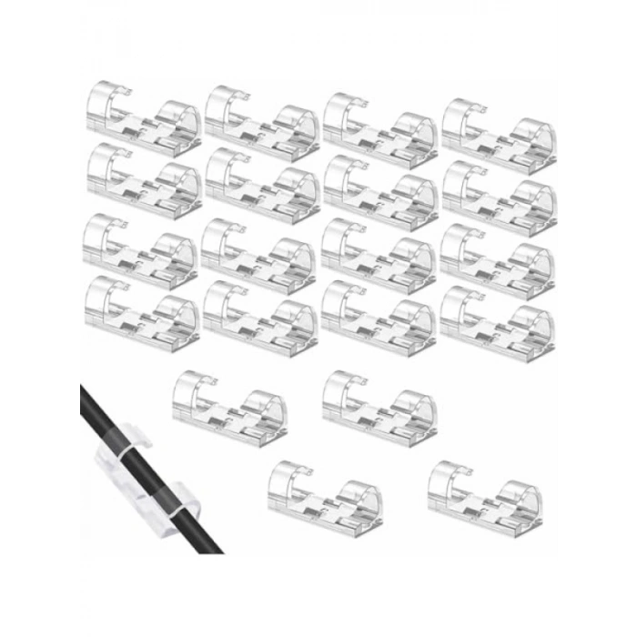 20 Adet Yapışkanlı Kablo Düzenleyici Klips