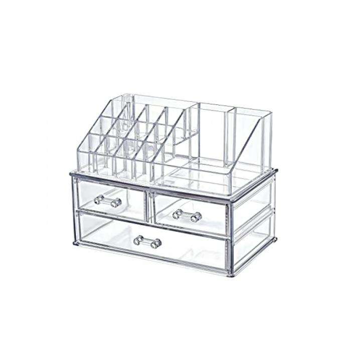 20 Gözlü Akrilik Makyaj Organizeri - Üç Çekmeceli