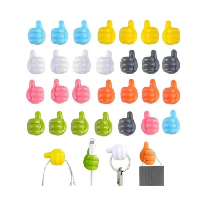 20li Sevimli Başparmak Tasarımlı Kendinden Yapışkanlı Kanca Seti