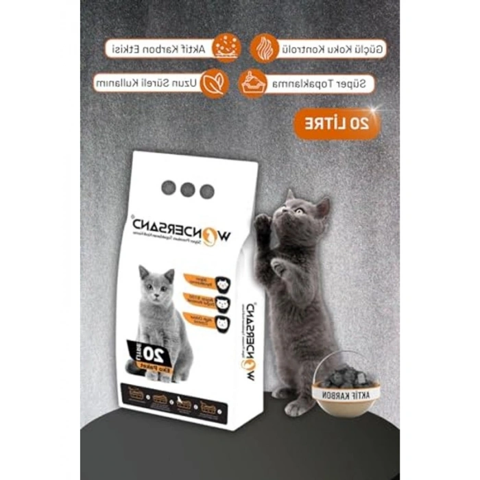 20 Lt Kokusuz Süper Topaklanan Premium Aktif Karbon Kedi Kumu