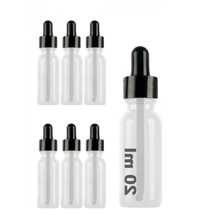20 ml Metal Kapaklı Damlalık Şişesi, 6 Adet Set, Şeffaf