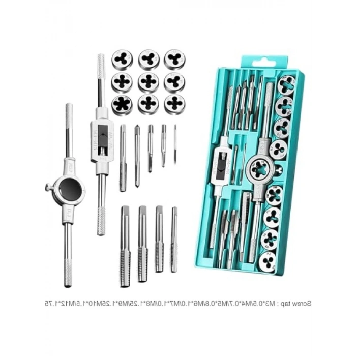 20 Parça Metrik Klavuz Pafta Seti, M3-M12 Arası