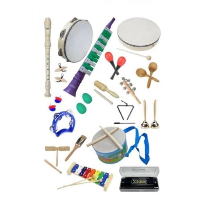 20 Parça Müzik Aletleri Seti - Marakas, Zil, Üçgen, Ksilofon